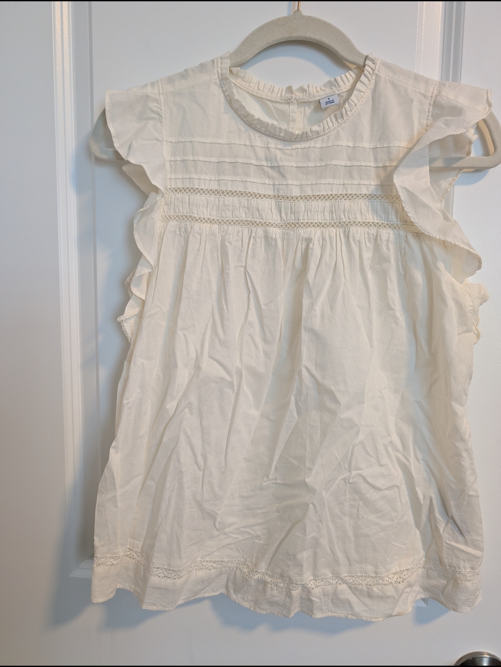 Old Navy Cream Ruffle Neck Blouse